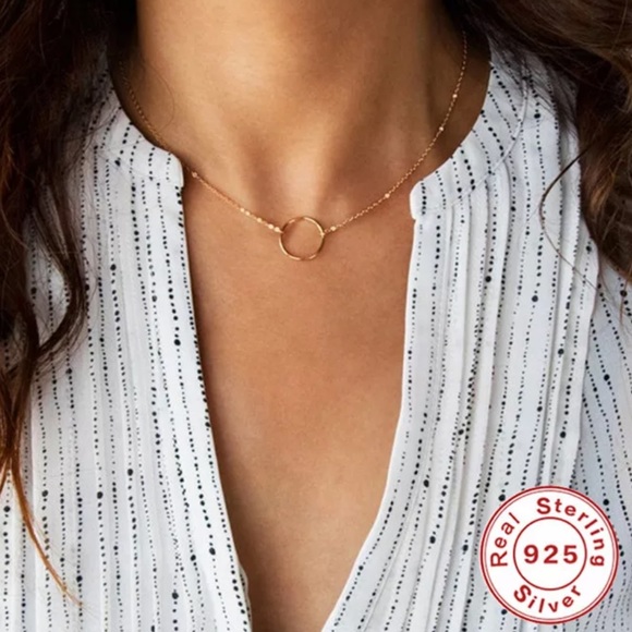 NWT 18k Gold Filled Circle Choker Necklace - Picture 3 of 4